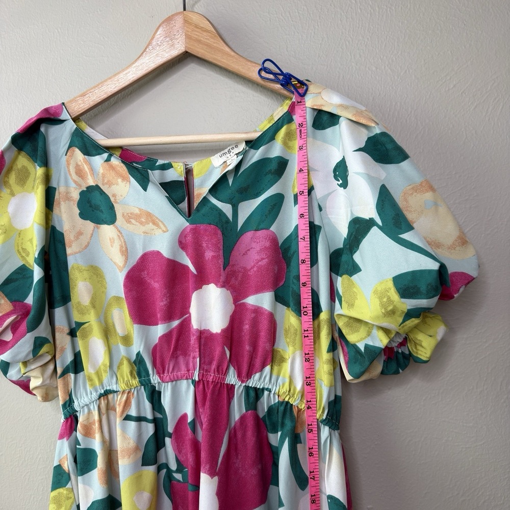 Umgee L Maxi Dress Floral Tropical Resort Vacation Sundress Beachy Peasant Boho - Picture 11 of 12